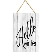 Rustic Wooden Sign Decor - Hello Winter (2) - Wood Plaque Home & Office Inspirational Gifts Hanging Wall Signs 6x12 IN