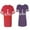 Men Red / Women Purple, variant on Chess King QueenUnisex Couple Matching Cotton Jersey style T-Shirt Contrasting stripes on sleeves (Men Red / Women Black) (Men S / Women S)