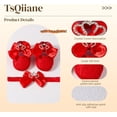 thumbnail image 3 of Newbron Baby Girls Mary Jane Shoes with Headband Soft Sole Anti-skidding Crown Bowknot Lace Princess Flats Infant Shower Wedding Dress Crib Shoes, 3 of 7