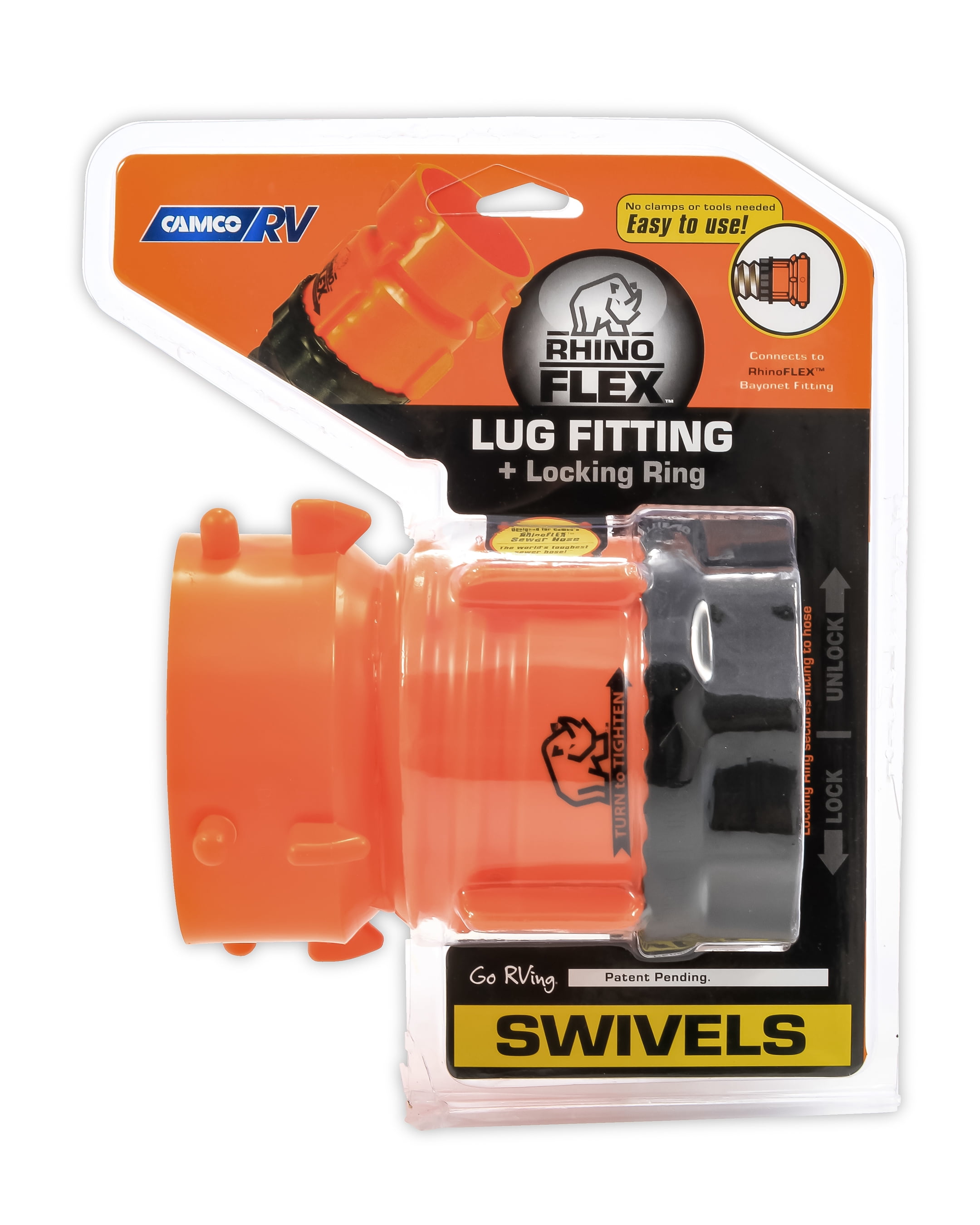 Outdoor&Repair Store Camco 39773 RhinoFLEX Swivel Lug with Locking Ring Style 39773 Lug Fitting Model 