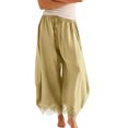 thumbnail image 4 of JUUNthy Casual Pants for Womens, Elastic Waist Lace Hem Wide Leg Baggy Fit Lightweight Summer Trousers with Pockets Pink XL, 4 of 15
