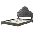 thumbnail image 3 of Tufted Platform Bed Frame, Full Size, Velvet, Dark Grey Gray, Modern Contemporary Urban Design, Bedroom Master Guest Suite, 3 of 10