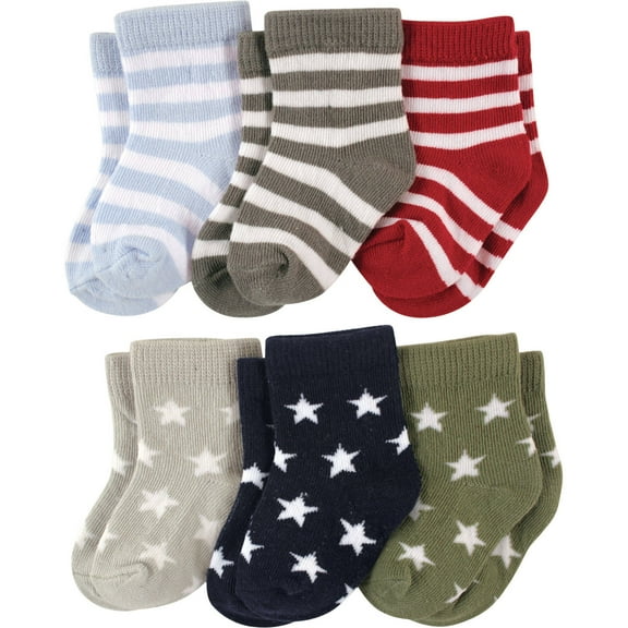 Luvable Friends Newborn Baby Boys Crew Socks 6 Pack
