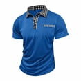 thumbnail image 6 of Polo Shirt for Men Plaid Patchwork Short Sleeve Golf Shirts Cozy Casual Summer Collared T Shirt with Pocket (2XL, Blue), 6 of 8