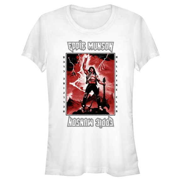 Netflix Junior's Stranger Things White Hellfire Club Rockstar Eddie Munson Graphic T-Shirt