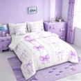 thumbnail image 2 of Erosebridal Girls Bowtie Gifts 7-Piece Bedding Comforter Set,Purple Bowknot Kids King Bedding Sets,Reversible, 2 of 7
