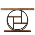 thumbnail image 7 of GVN Entryway Table, Side Table, Display Table,41.3" Console Table, Industrial 4-Tier Sofa Entryway Table with Circle Base, Rustic Brown, 7 of 7