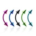 thumbnail image 2 of Curved Barbell Titanium Anodized With Spikes 1 piece 16gx8mmx3mm (TB2/15) (black), 2 of 3