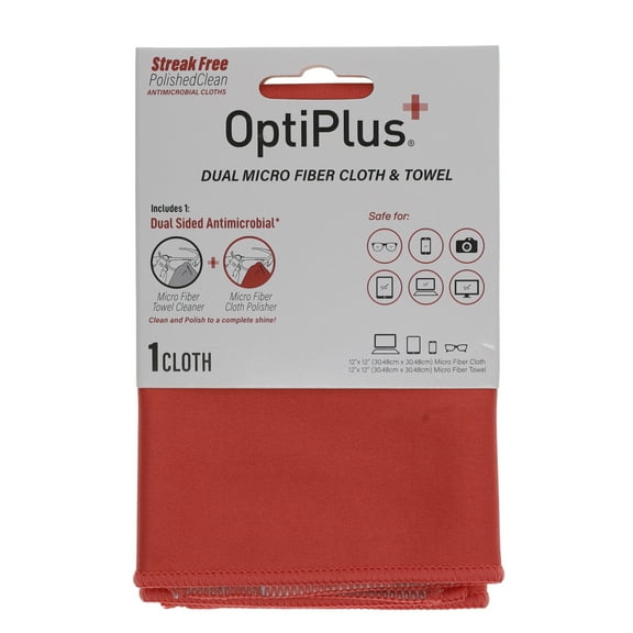 Optiplus Anti-Microbial Polish & Clean Lens Cloth, 12x12 inches, 1 Count