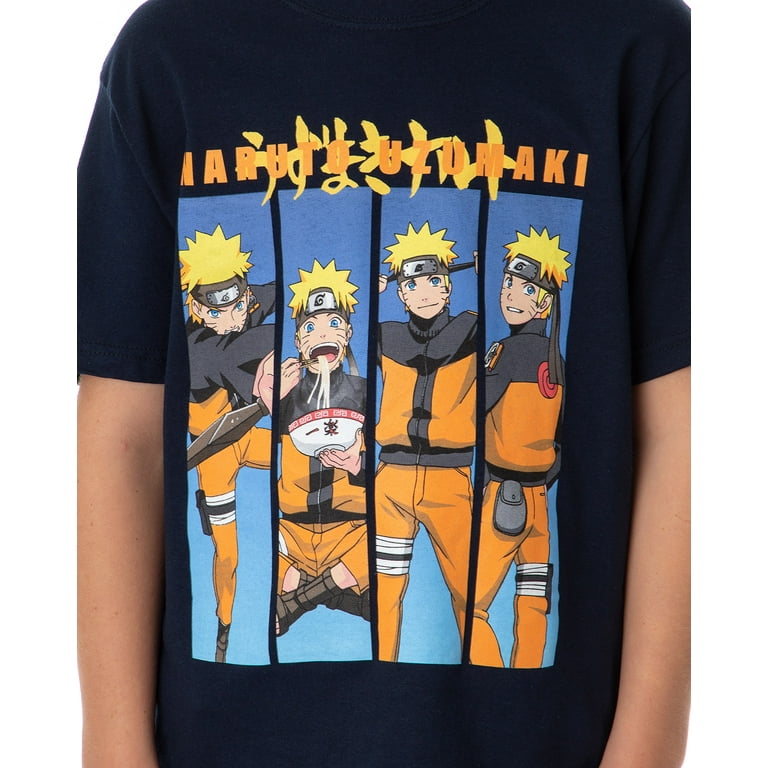 Naruto Shippuden Boys' Anime Naruto Uzumaki Character Youth Kids T-Shirt  (LG)