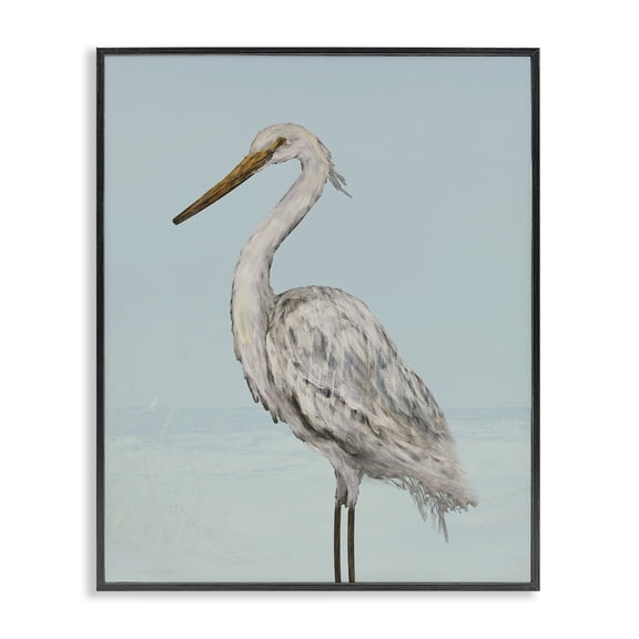 Stupell Industries Tropical Coastal Heron Muted Blue Black Framed Giclee Art, 11 x 14, by Julie DeRice