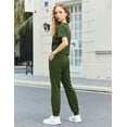 thumbnail image 4 of Oudiya Girls Summer Clothing Set Short Sleeve Crop Top and Sweatpants Dance Clothes Gift with Fashion Army Green for 4-13Y, 4 of 8