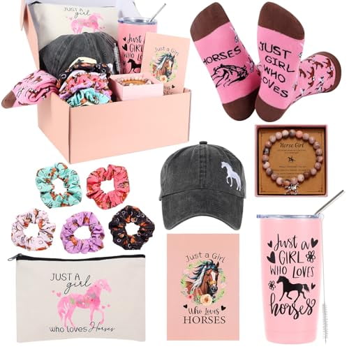 Horse Lover Gift Set: Tumbler, Hat, Bracelet, Socks & More.