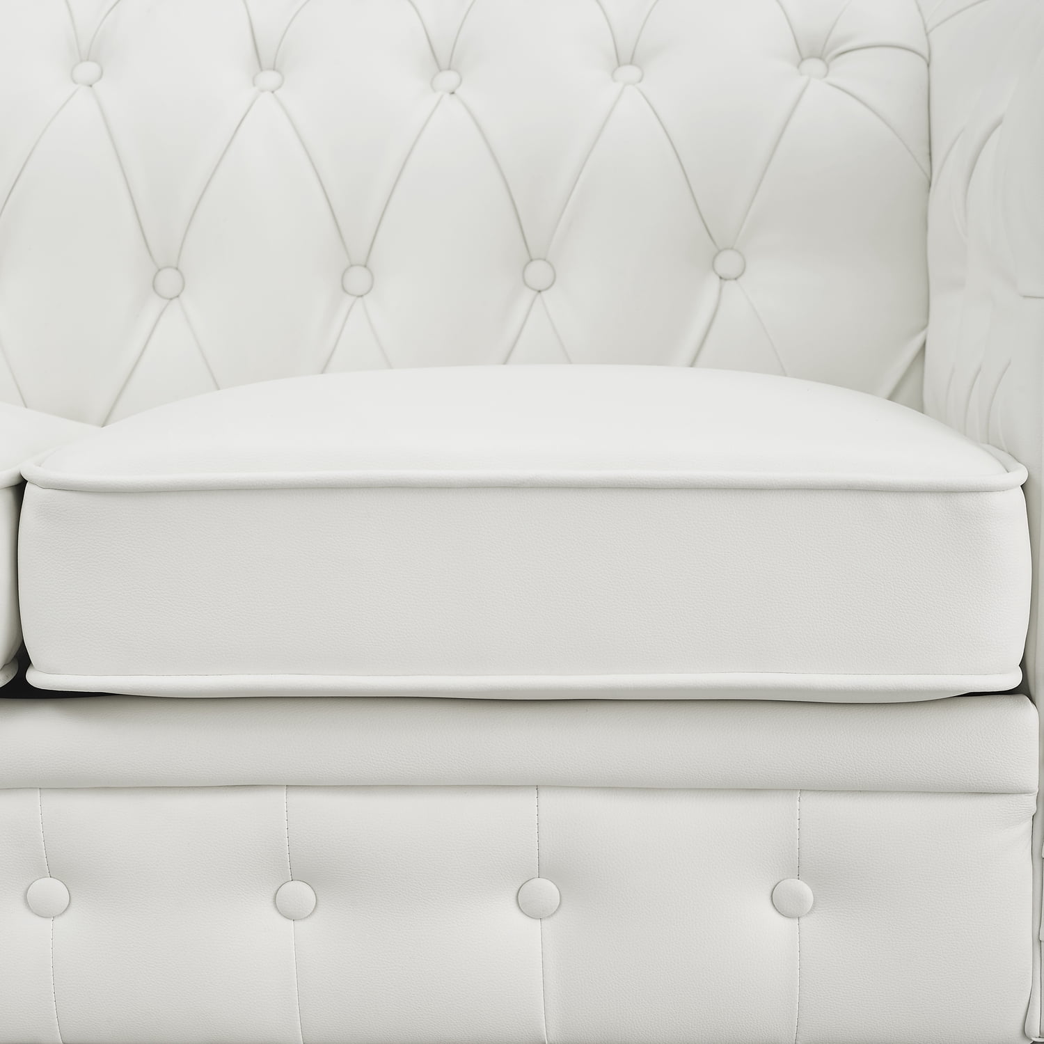 Naomi Home Modern Chesterfield Loveseat , Upholstered Cushion Loveseat  For Home - Color: White