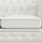 Naomi Home Modern Chesterfield Loveseat , Upholstered Cushion Loveseat For Home - Color: White