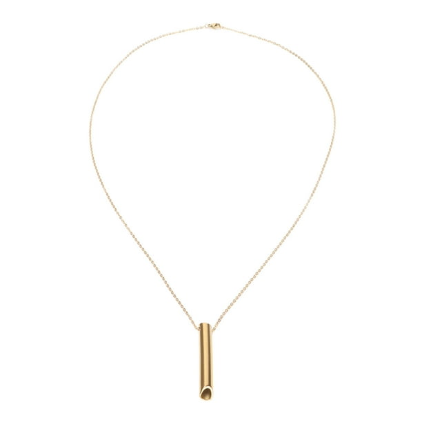 Collar de respiración consciente de acero inoxidable que reduce el estrés, collar portátil con silbato para ansiedad para mujeres y hombres, dorado