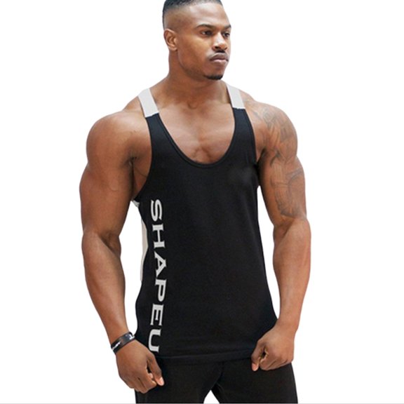 Men Muscle Fitness Tank Top Bodybuilding Workout Gym Sport Sleeveless Stringer Shirts Vest