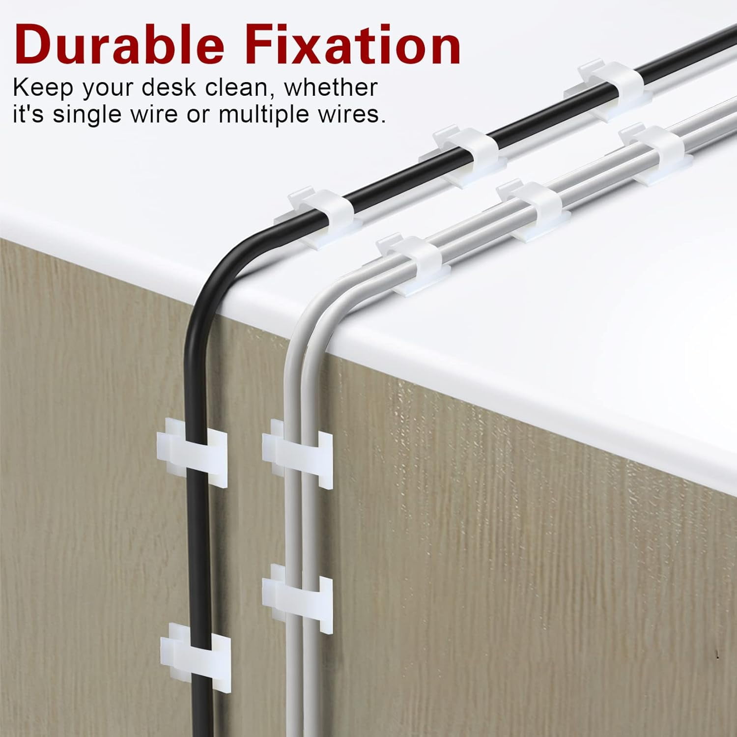 XHF 3/4” Adhesive Cable Wire Clips Black 60pcs, Cable Staples Outdoor Cable Management Wire Organizer Cord Holder for Under Desk, Car, Wall, TV PC Ethernet Cable