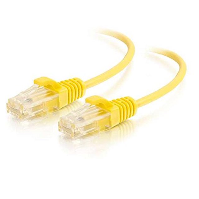 Câble de Patch Réseau Ethernet Mince Sans Accroc Non Blindé Cat6 7 Pi - Jaune