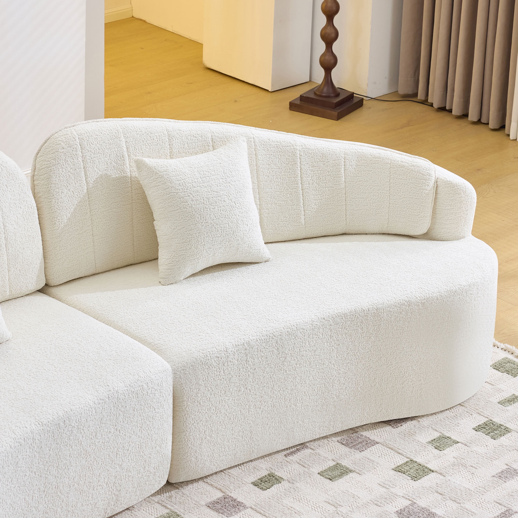 MAYEERTY 4-Seat Curved Modular Sectional Sofa, Chenille Compressed Couch with Removable Backrest, No Assembly for Living Room Apartment Small Spaces