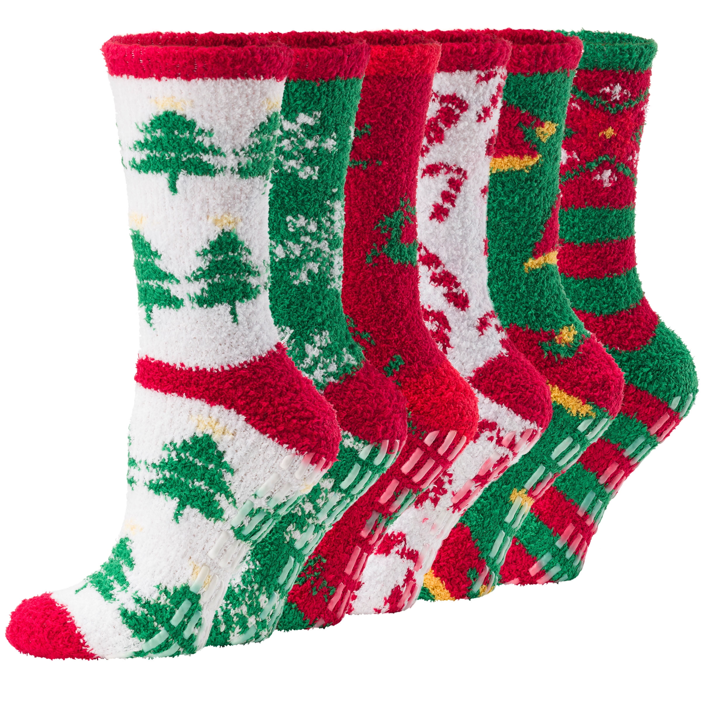 6 Pairs NonSlip Fuzzy Socks For Women Microfiber Plush Sleeping Socks