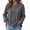 Dark Gray, variant on Women Ribbed Knit Henley Top Sevevn Henley Neck Three Button Relaxed Fit Ribbed Knit Fabric Drop Shoulder Long Sleeve Ribbed Cuffs Curved Hem For Daily Wear