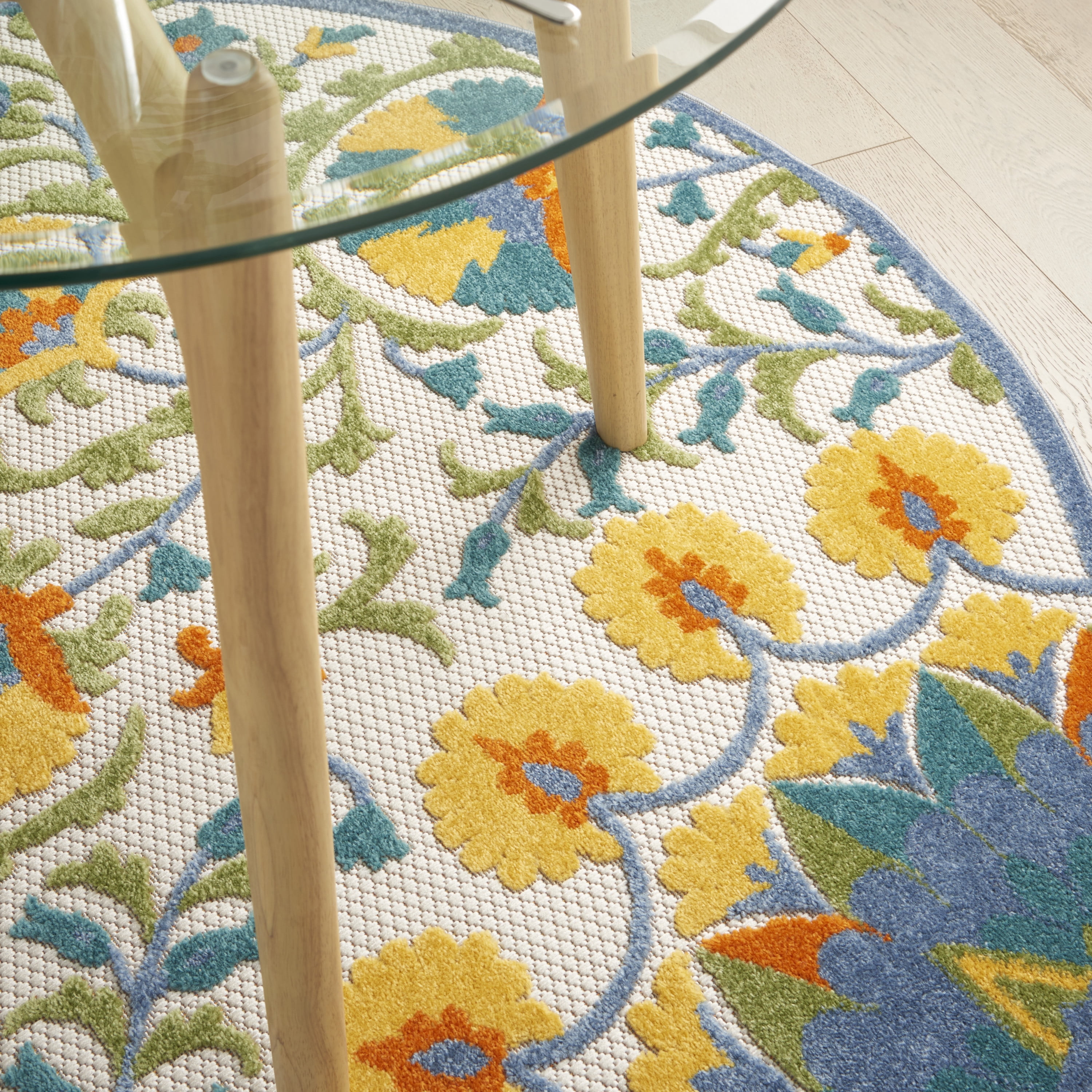 Nourison Aloha Indoor/Outdoor Multicolor 5'3" x ROUND Area Rug, (5 Round)