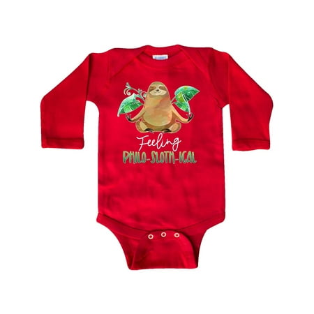 

Inktastic Feeling Philo-Sloth-ical Funny Sloth with Plants Gift Baby Boy or Baby Girl Long Sleeve Bodysuit