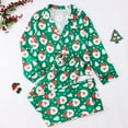 thumbnail image 5 of Wxolcjlv Christmas Print Pajama Set for Women Collared Long Sleeve Top Straight Pant Sleepwear Nightwear, 5 of 9