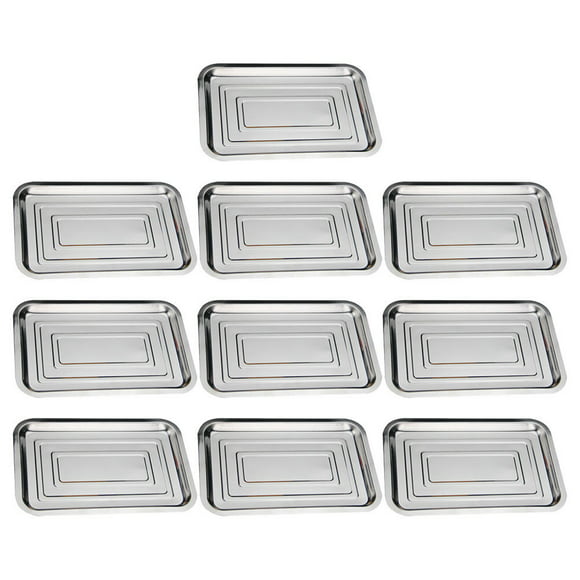 10pcs Stainless Steel Food Serving Tray Multi-function Plate Kitchen Food Meal Tray