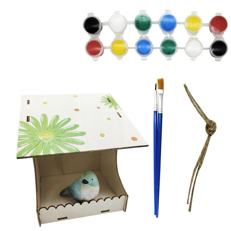 ankishi DIY Bird House Making Kit Bird Shelter Hut Building Painting Set 