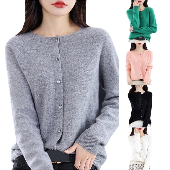 Sweaters for Women Button Front Long Sleeve Cardigan Soft Warm Knit Elastic Sweater Taupe XL