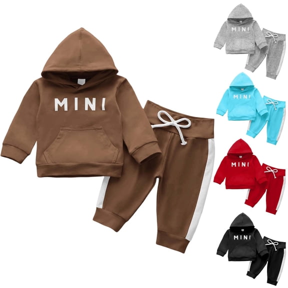 Cowsor Newborn Boys Girls Fall Winter Hoodie Pants Set Soft Cozy Warm Fashion Outfit For Infant Toddler