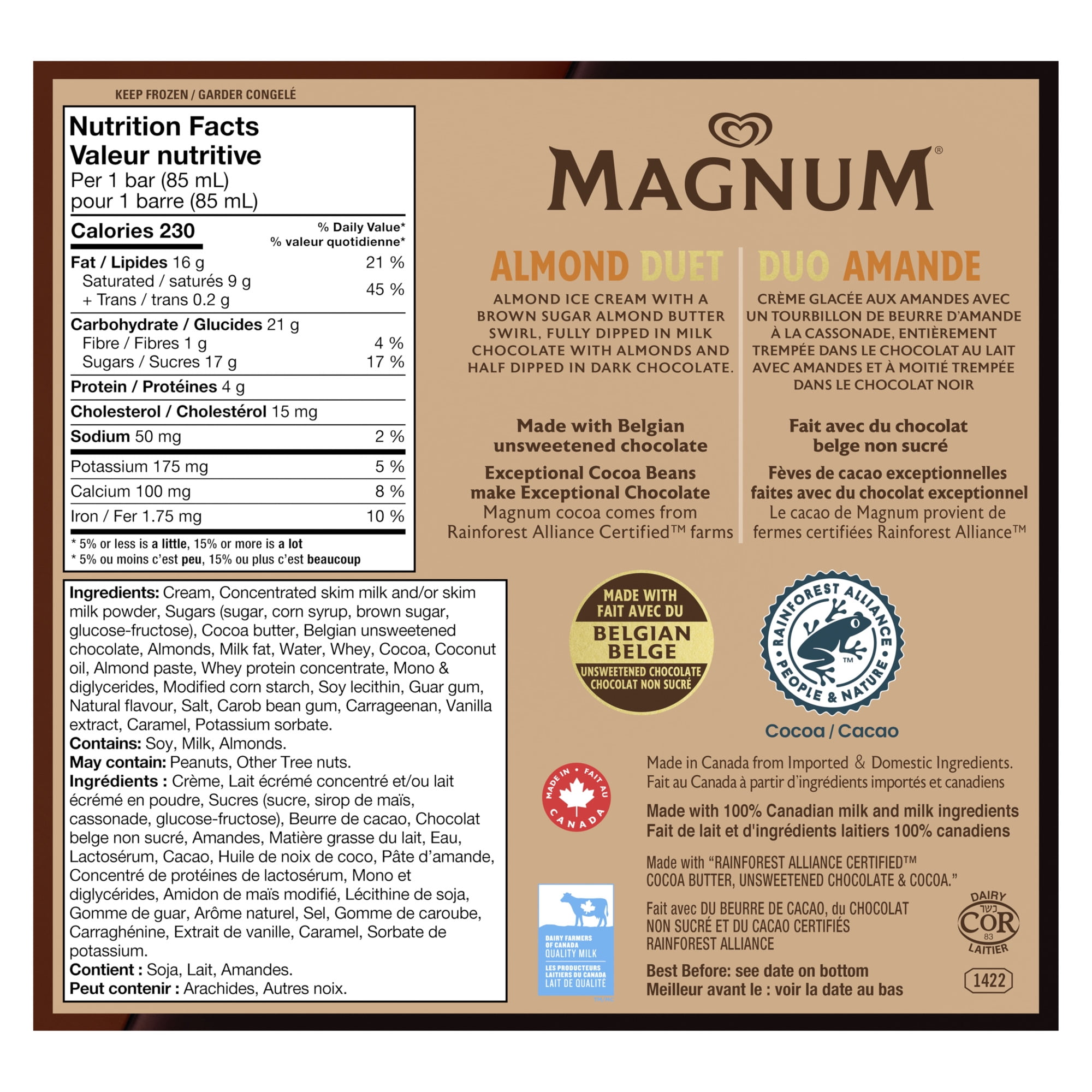 Magnum Almond Duet Ice Cream Bars, 3 x 85 ml