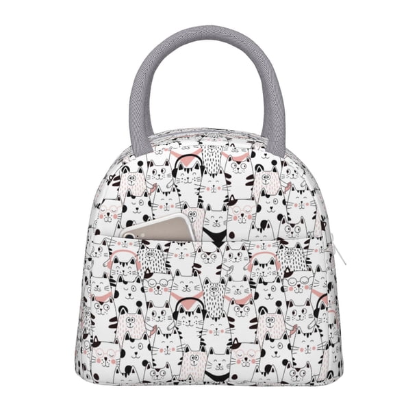 Easygdp Cute Cat Bolsa de Almuerzo Insulada Grande, Forro de Aluminio, Diseño Espacioso, a Prueba de Fugas, Ideal para Trabajo, Picnics, Viajes y Actividades al Aire Libre