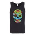 thumbnail image 2 of Wild Bobby, Colorful Floral Sugar Skull Streetwear Mens Graphic Tank Top, Black, Small, 2 of 3