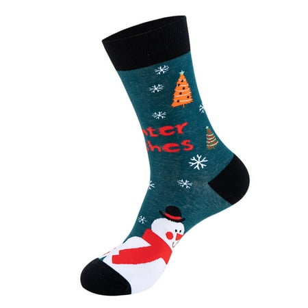 

5 Pairs * Warm Christmas Fashion Windproof Printing Mid Tube Socks Long Tube Cotton Fun Colorful Festive