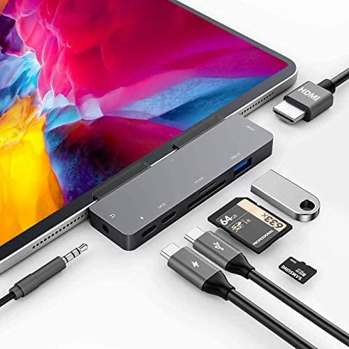 USB C HUB pour iPad Pro 2018/2020/11/12.9,adaptateur pour ipad pro7 en 1 ipad pro hub avec 4k hdmi,écouteur 3,5 Mm