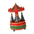 thumbnail image 5 of Carousel Music Box Rotating Christmas Tree Wind Up Mechanism Wooden Festive Holiday Tabletop Decor for Family, 5 of 9