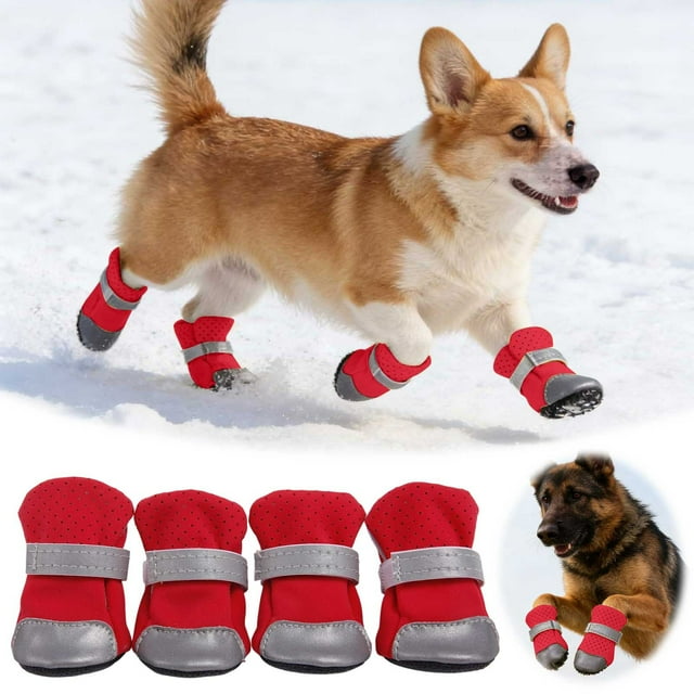 Breathable Reflective Dog Shoes Protective Boots For Small Medium Dogs Outdoor Activities Hot Pavement Rain Protectors 4 Pack 4PCS