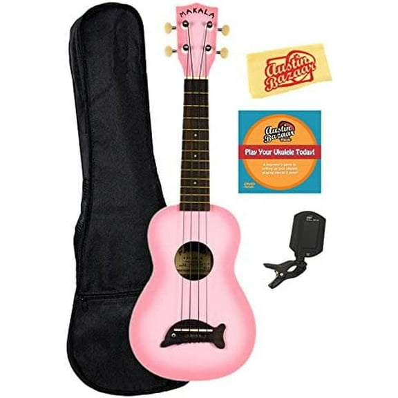 Kala MK-SD-PKBURST Makala Dolphin Soprano Ukulele - Pink Burst w/ Gig Bag