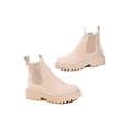 thumbnail image 3 of Daeful Women Comfort Pull On Ankle Boots Walking Winter Shoes Work Wear Resistant Combat Booties Beige 8.5, 3 of 9