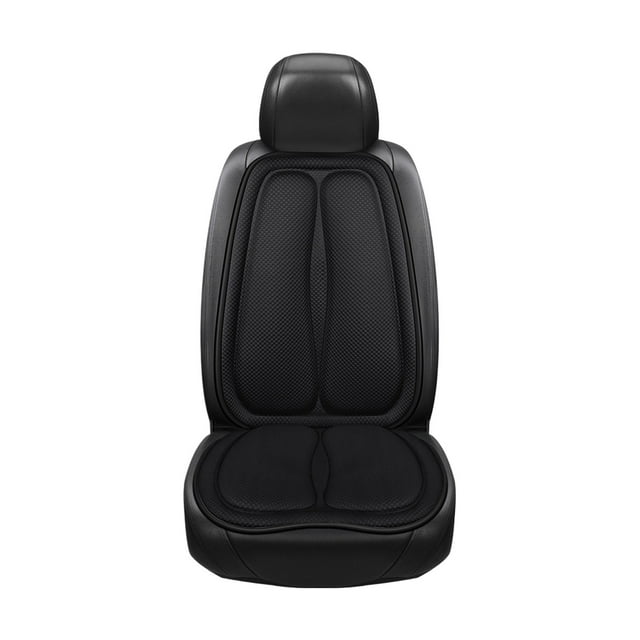Black Car Seat Pad With Ventilated Backrest And Headrest Cooling Technology For Enhanced Comfort On Long Trips