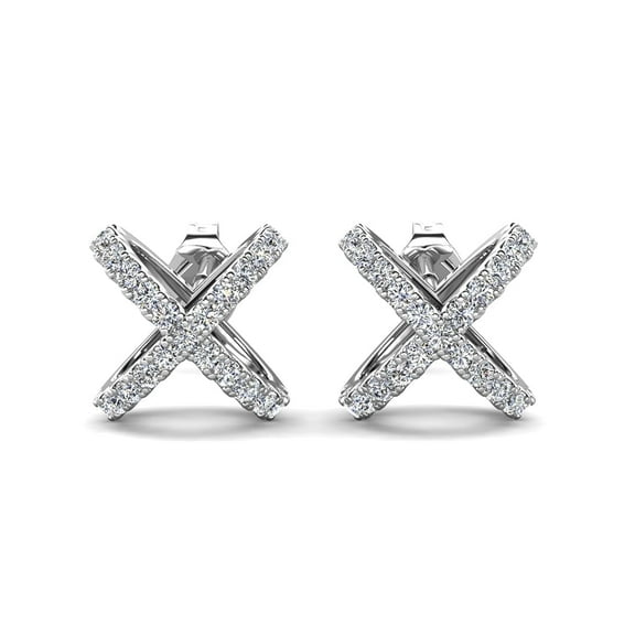 Cate & Chloe Paige 18k White Gold Plated Dainty Stud Earrings for Women with Simulated Diamonds