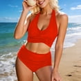 thumbnail image 5 of Mifsaly 2 Piece Bikinis Sets for Women Wrap Halter Top & High Waisted Ruched Bottoms Tummy Control Modest Swimsuit Beach Pool Flattering Athletic Bathing Suits L, 5 of 7