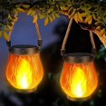 thumbnail image 2 of Kaliqo Solar Lantern Outdoor Lights, Realistic Dancing Flame Lantern, Dual Charging (Solar/Usb), Ip65 Waterproof Camp Light, Auto on/off, Hanging & Tabletop Decor for Garden Lanterns (2pcs), 2 of 8
