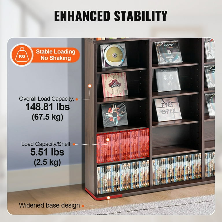 SKYSHALO Media Organizer Cabinet, 9-Tier DVD Rack for 756 CDs