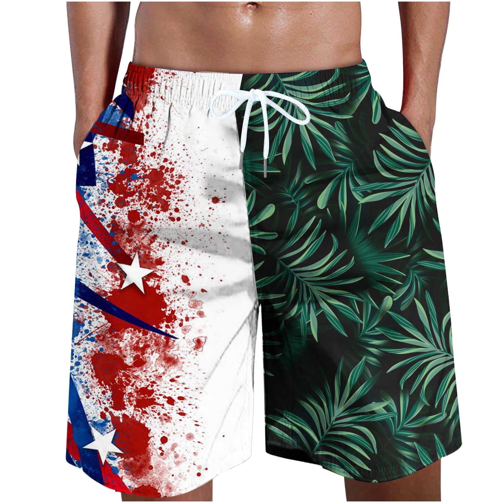 REORIAFEE Independence Day American Flag Board Shorts Men's Swim Trunks