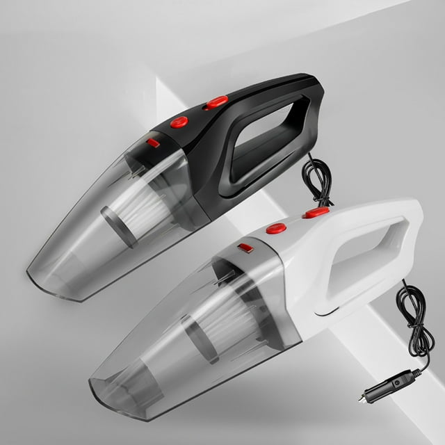 Aspiradora portátil de alta potencia de 120W para coche y hogar - Aspiración portátil de 29000Pa, Blanco y Negro, 6 accesorios, carga USB