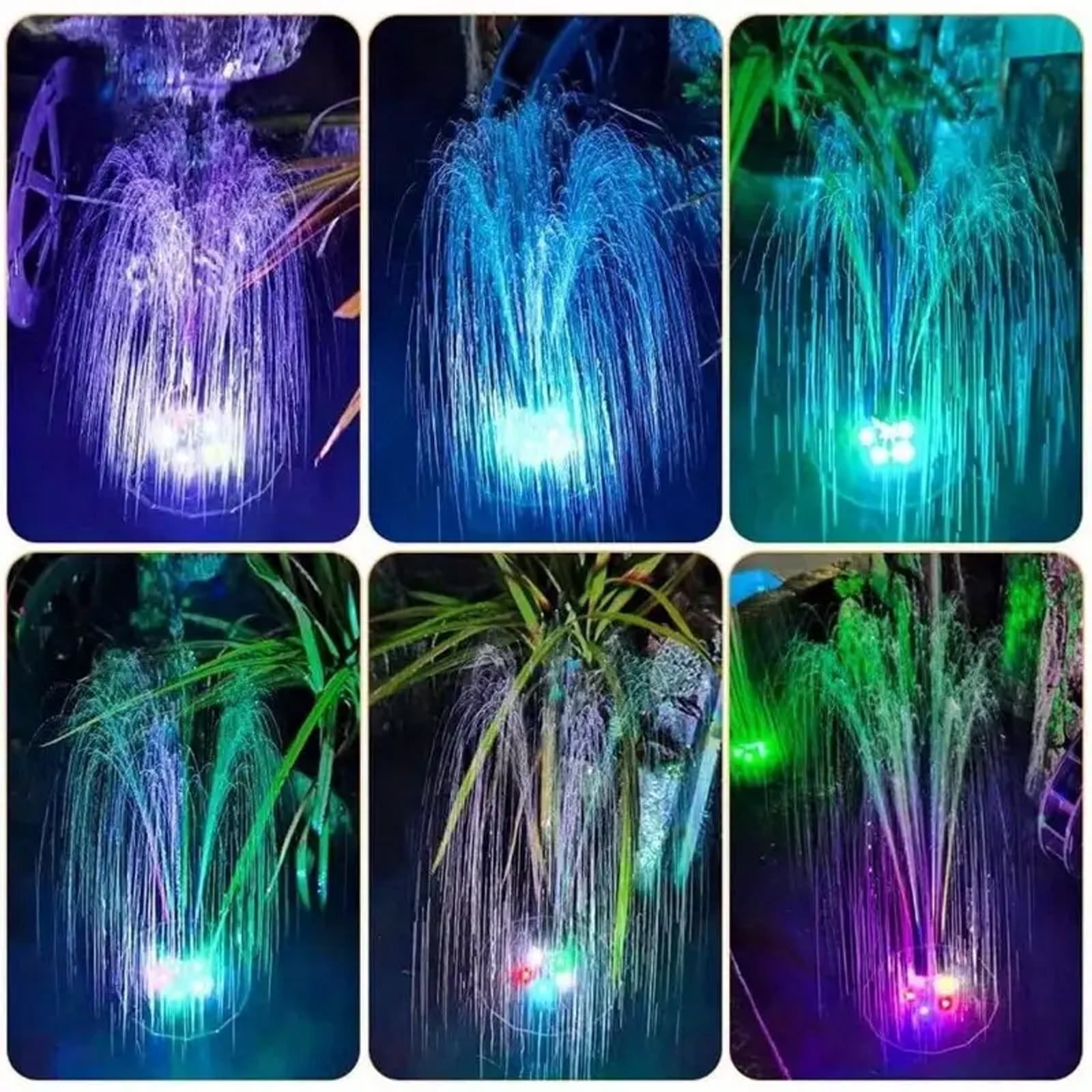Soapow 8 LED Solar Fountain Pump, Bird Bath Fountains with Colorful Lights, 7 Nozzle and Fixer, Floating Rotating Water Fountain for Fish Tank, Garden, Pond, Outdoor, Swimming Pool and Aquarium